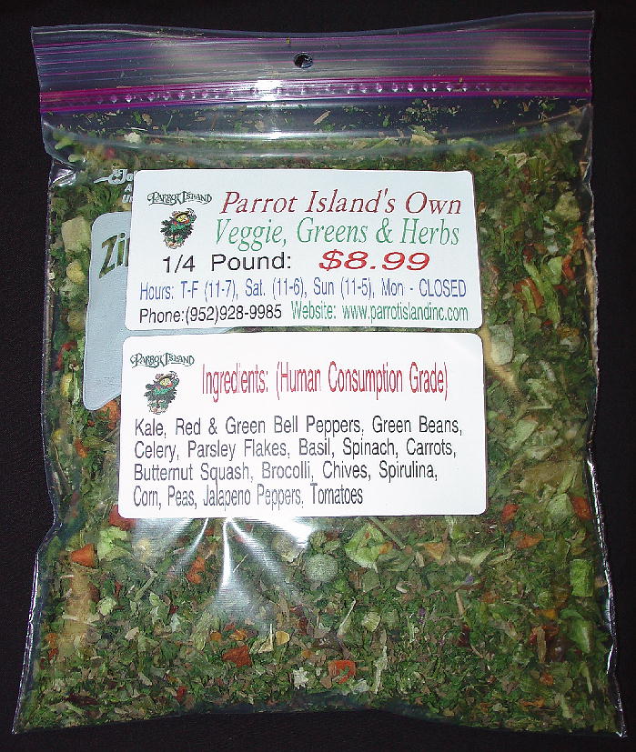 ***NEW**Parrot Island's Own: Veggies and Herbs: 1/4 Pound